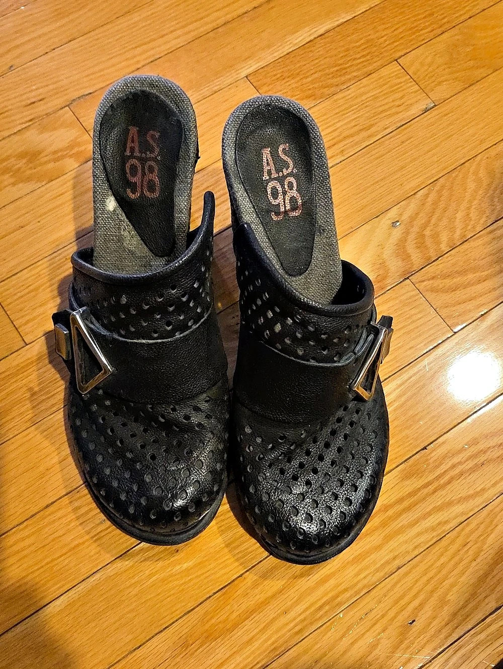 A.S.98 Black Buckle Heels